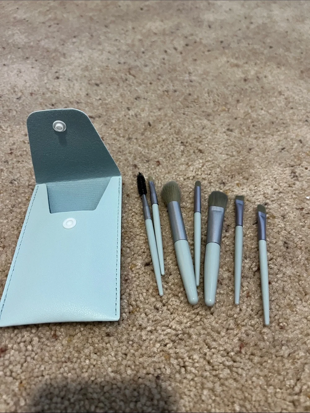 Mint Green Travel Makeup Brush Set (8 Pieces, New)